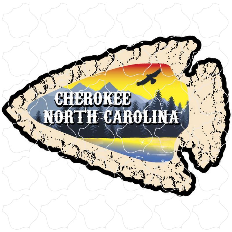 Cherokee, North Carolina Arrow Head with Mountain Scene
