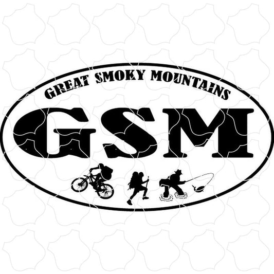 Great Smoky Mountains Biker, Hiker, Fisherman Euro Oval