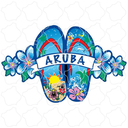 Aruba Blue Flowers Flip Flops