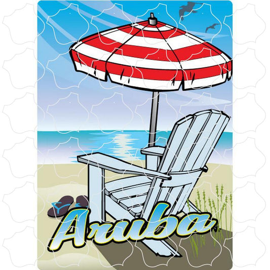 Aruba Umbrella Beach Chair Scene