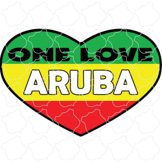 Aruba One Love Rasta Heart