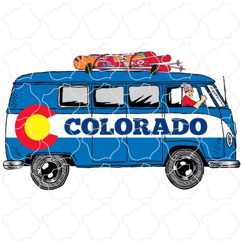 CO Flag Bus Colorado Flag Bus Side View