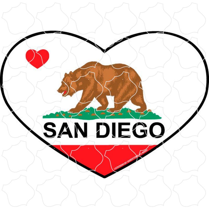 San Diego California Flag Heart