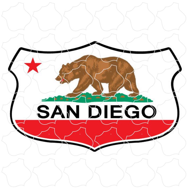 San Diego Wide California Flag Shield