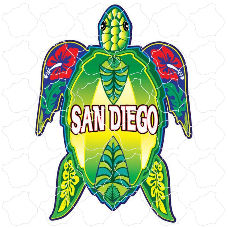 San Diego Green Floral Sea Turtle