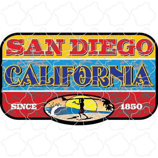 San Diego, California Distressed Endless Summer Rectangle