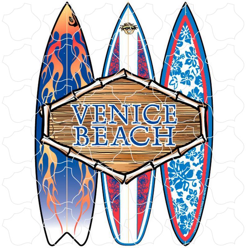 Venice Beach 3 Surfboards Wood Sign