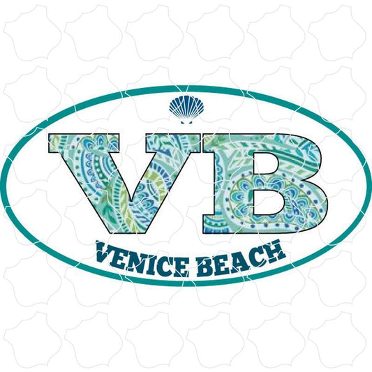 Paisley Letters Euro Oval Venice Beach, CA VB Paisley Letters Euro Oval