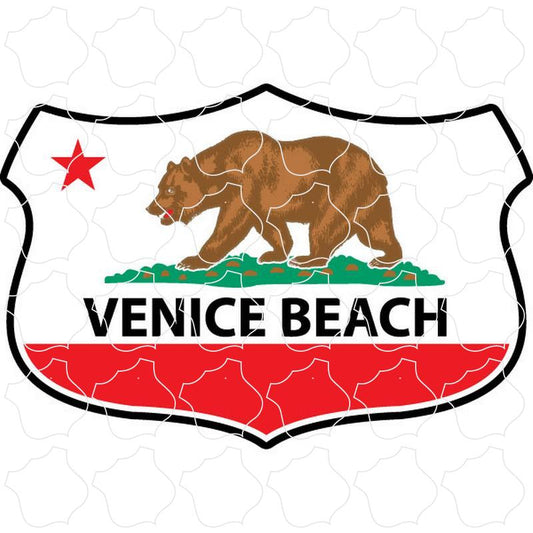 Wide California Flag Shield Venice Beach, CA Wide California Flag Shield