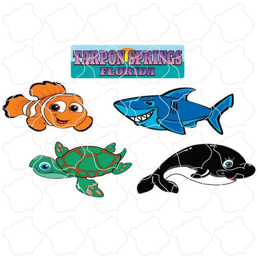 Kid Sea Creatures Tarpon Springs, Florida 4 Up Sticker Sheet