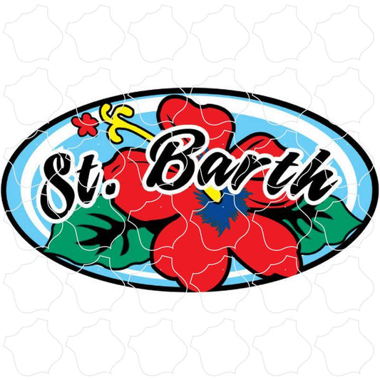 St. Barth, FWI Red Hibiscus Oval