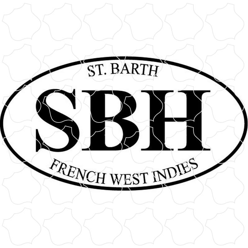 St. Barth, FWI Black & White Euro Oval