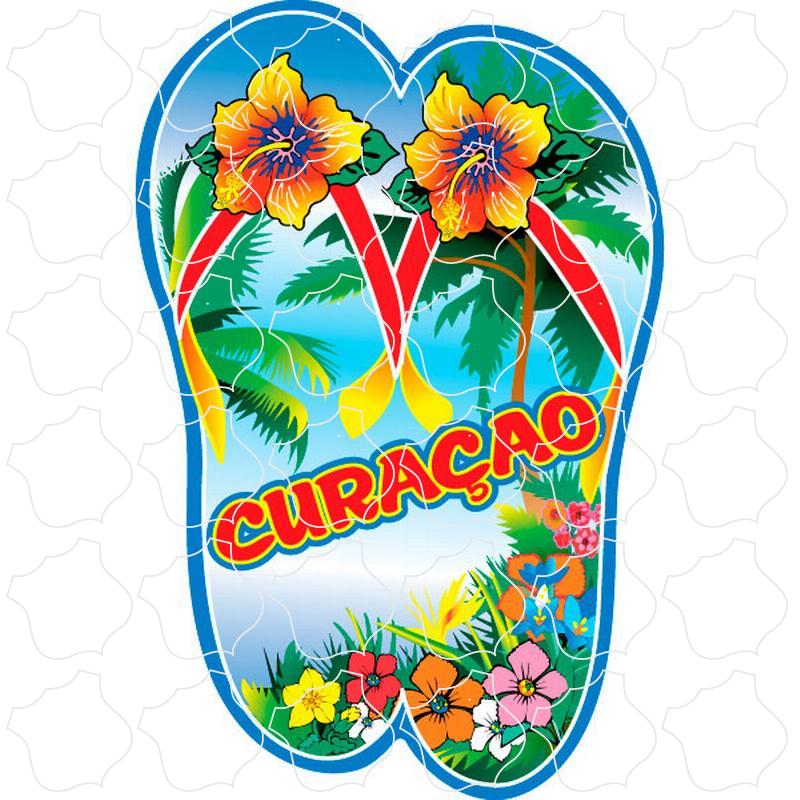 Curacao Flip Flops With Flowers