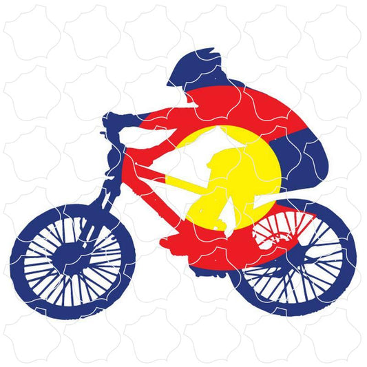 CO Flag Cyclist Colorado Flag Mountain Biker