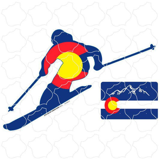 CO Flag Skier Colorado Flag Skier