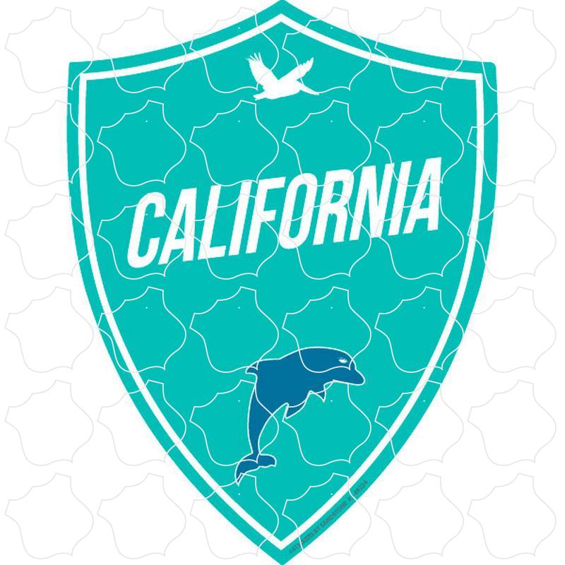 California Teal Shield with Dolphin