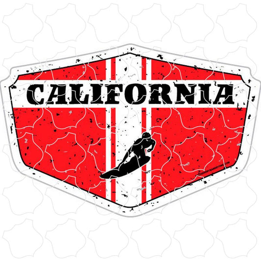 California Red Distressed Surfer Shield