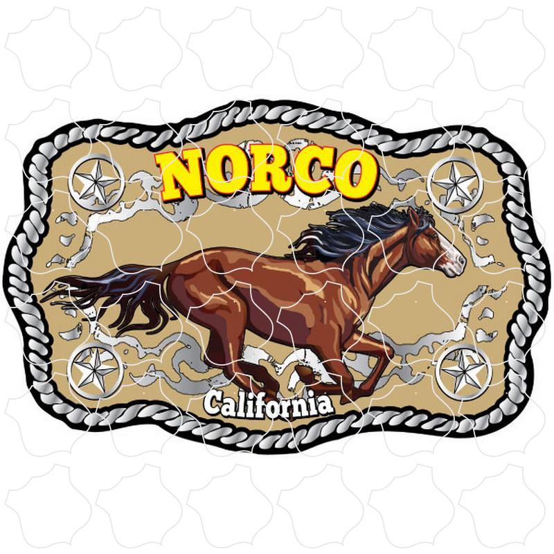 Horse Belt Buckle Norco Horse on Rope Buckle