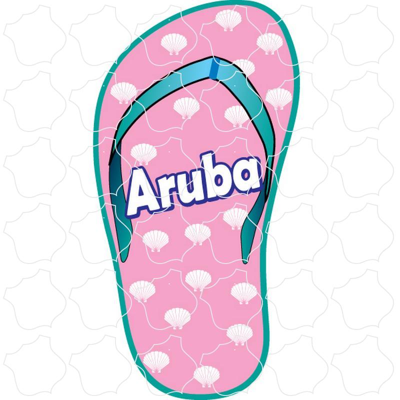 Aruba Pink Shell Print Flip Flop