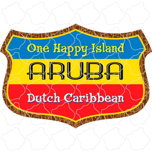 Aruba Wide Blue Yellow Red Shield