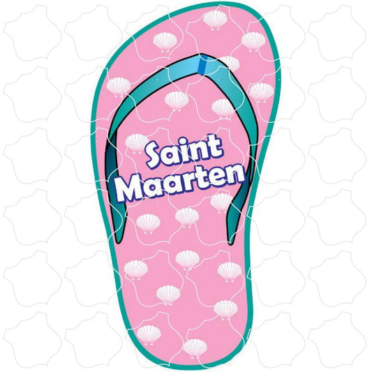 St Maarten Pink Shell Print Flip Flop