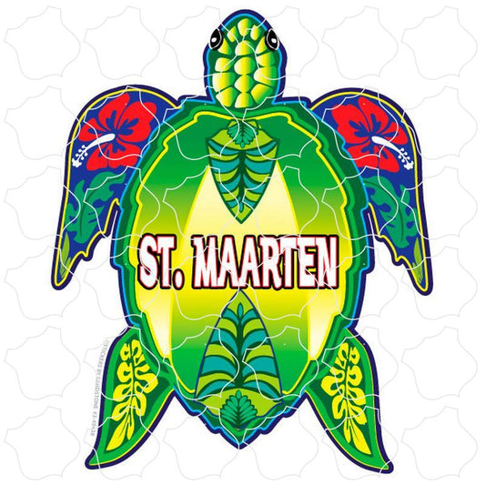 St Maarten St Maarten Green Floral Turtle