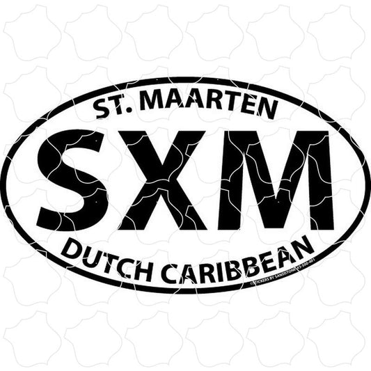 St Maarten Black and White Euro Oval