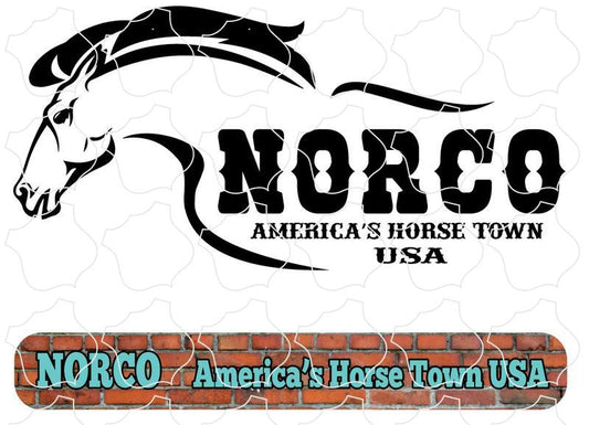 Norco America's Horse Town Black & White Horse & Brick Sign 2 Up Sticker Sheet