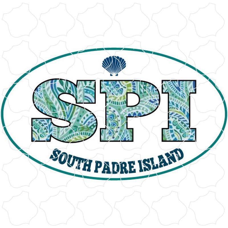 South Padre Island, TX Paisley Letters Euro Oval