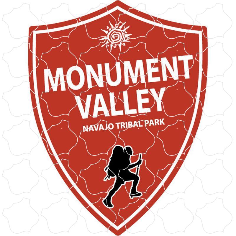 Monument Valley Brick Red Hiker Silhouette Shield