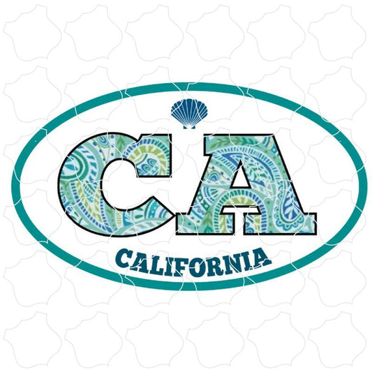 California Paisley Letters Euro Oval