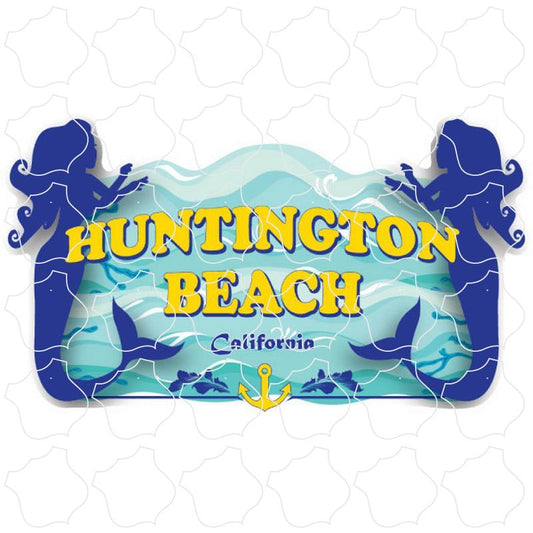 Huntington Beach, CA Mermaid Silhouette Border