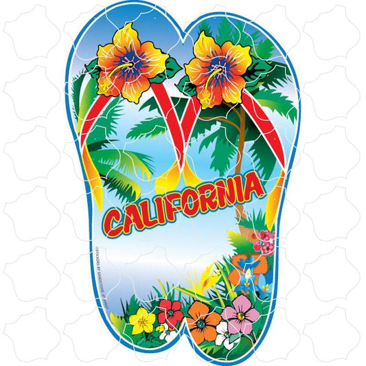 California Flower Flip Flops