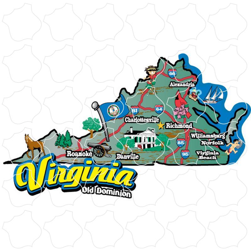 50 States Virginia Virginia State Map