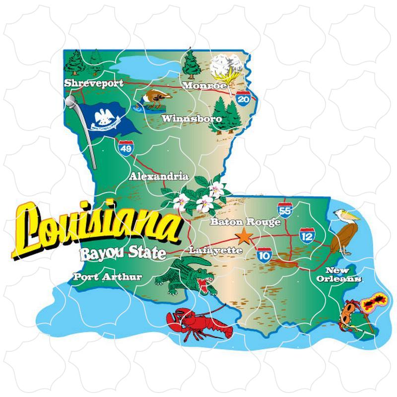 Louisiana 50 States Map