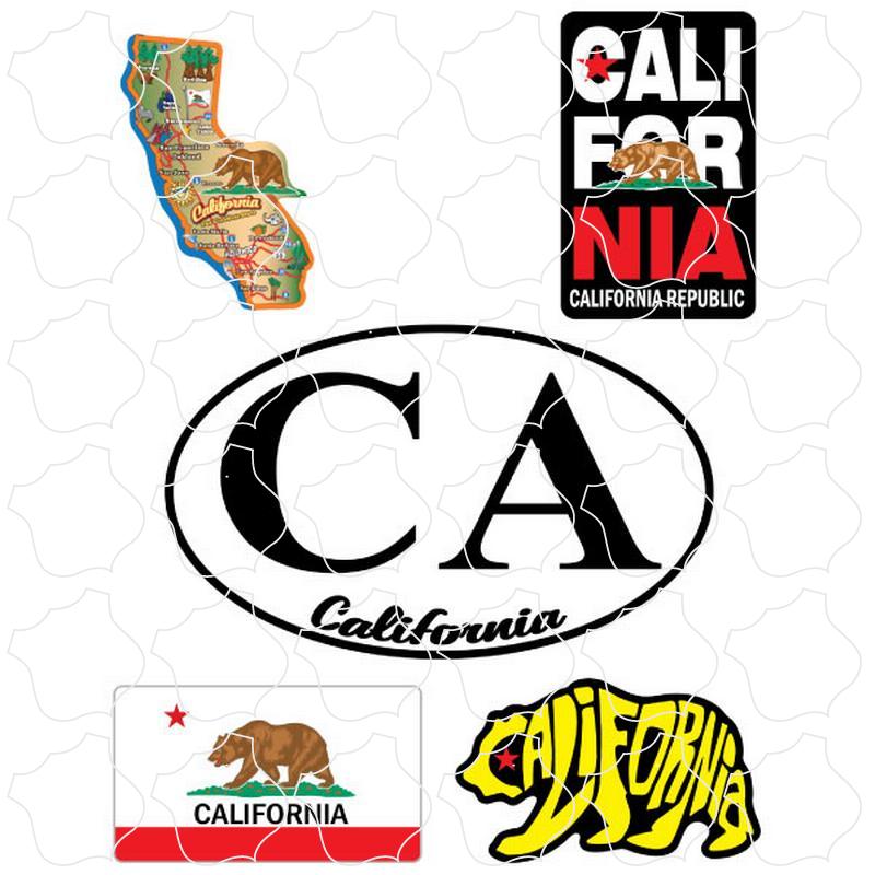 California Assorted 5 Up Sticker Sheet