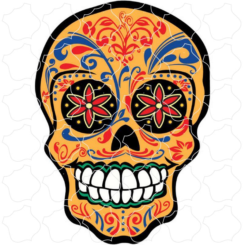 Day Of The Dead Orange Sugar Skull