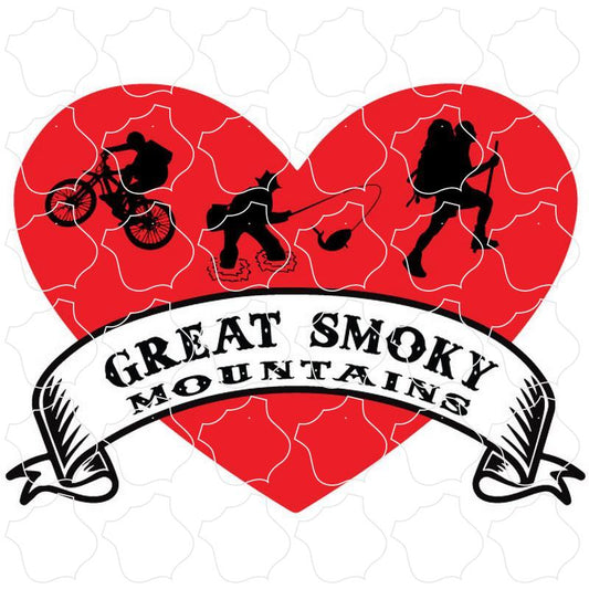 Great Smoky Mountains Heart with Banner