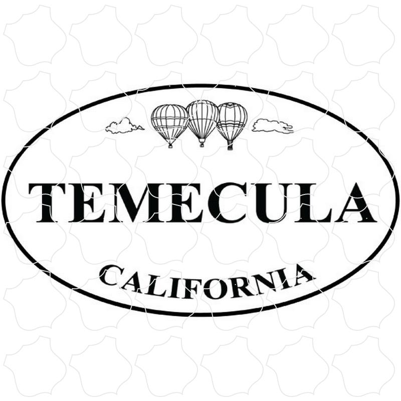 Temecula, CA Black and White Hot Air Balloon Euro Oval