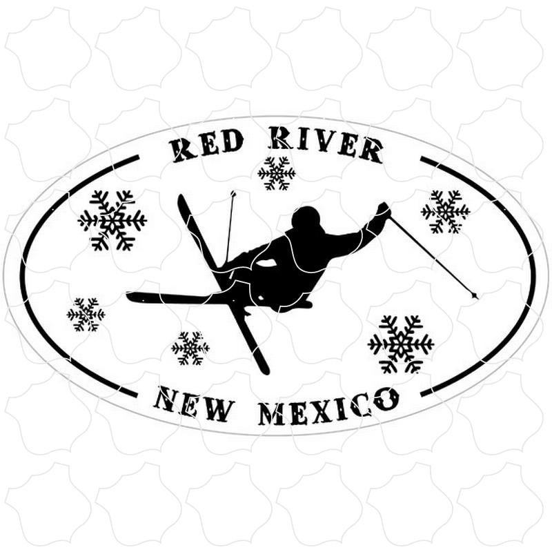 Red River, New Mexico Skier Silhouette Euro Oval