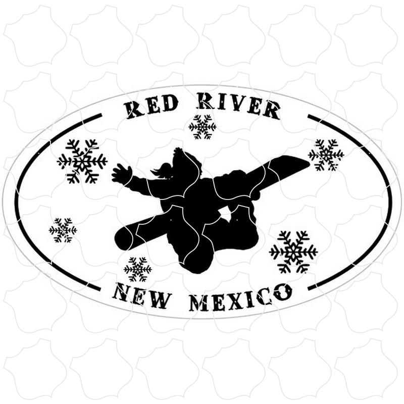 Red River, New Mexico Snow Boarder Silhouette Euro Oval