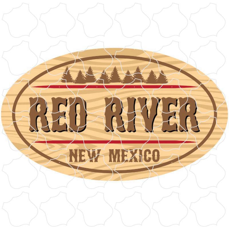 Red River, New Mexico Wood Grain Oval