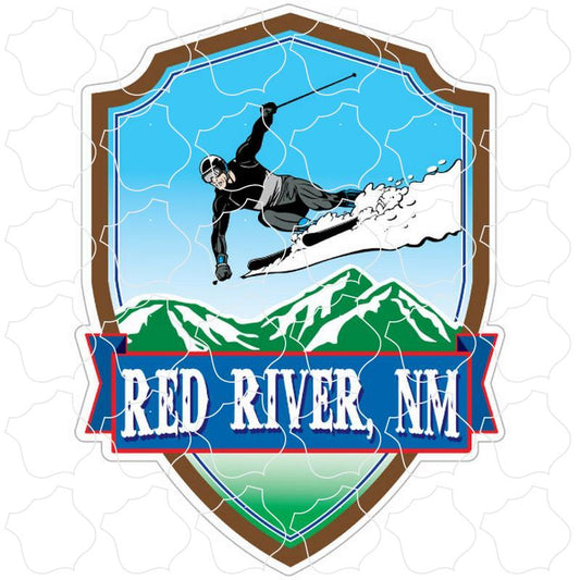 Red River, NM Skier Banner Shield