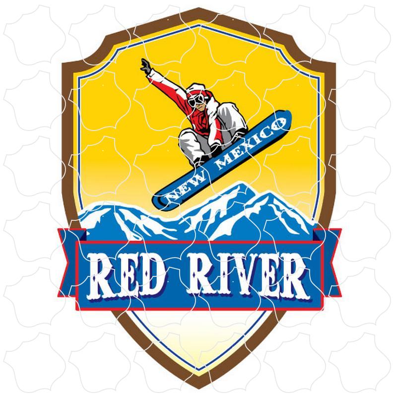 Red River, New Mexico Snow Boarder Banner Shield