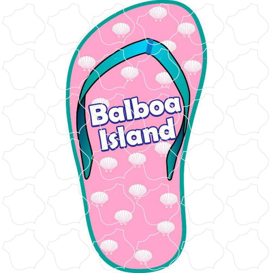 Balboa Island, CA Pink Shell Print Flip Flop