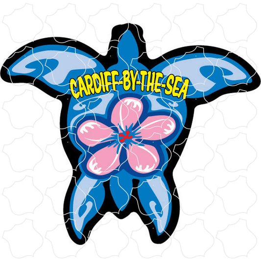 Cardiff-by-the-Sea Blue Turtle Pink Flower