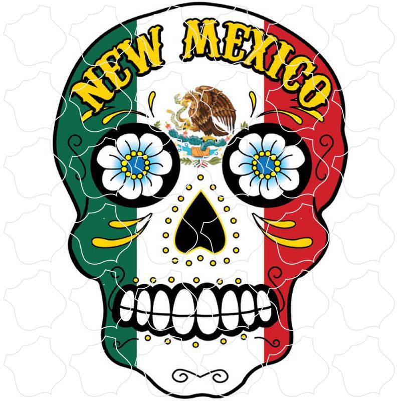 New Mexico Mexican Flag Sugar Skull