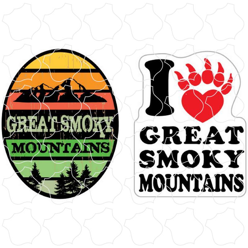 Great Smoky Mountains Mountain Stripe & Heart Paw