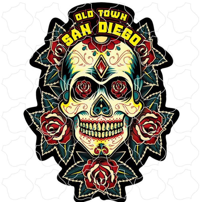 Old Town San Diego Traditional Skull with Roses