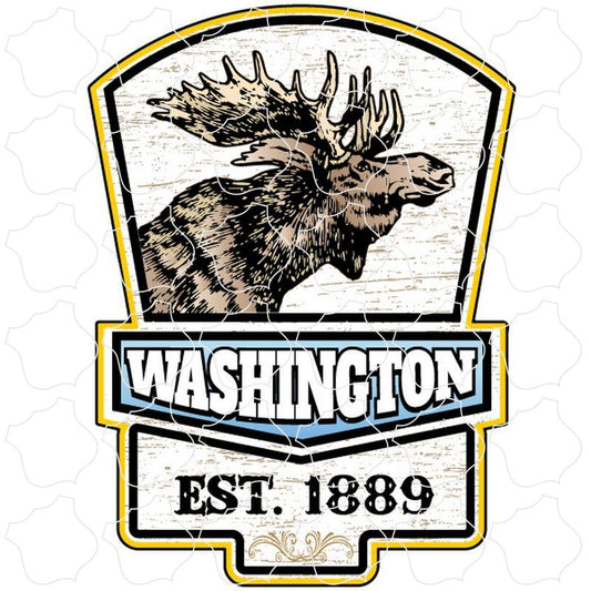 Washington White Wood Moose Sign